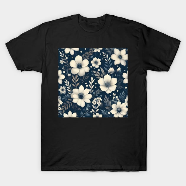 White Flowers T-Shirt by Jenni Arts